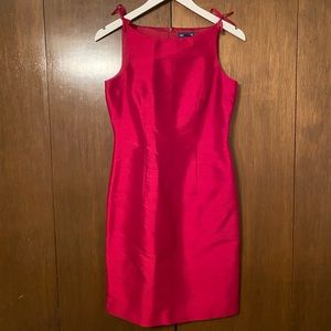 Ann Taylor Red Silk Tie Strap Cocktail Dress